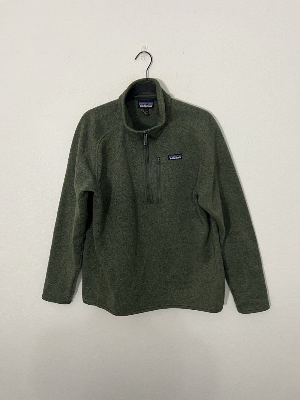 Patagonia Better Sweater Mens Green Fleece Pullover Size Large Quarter Zip